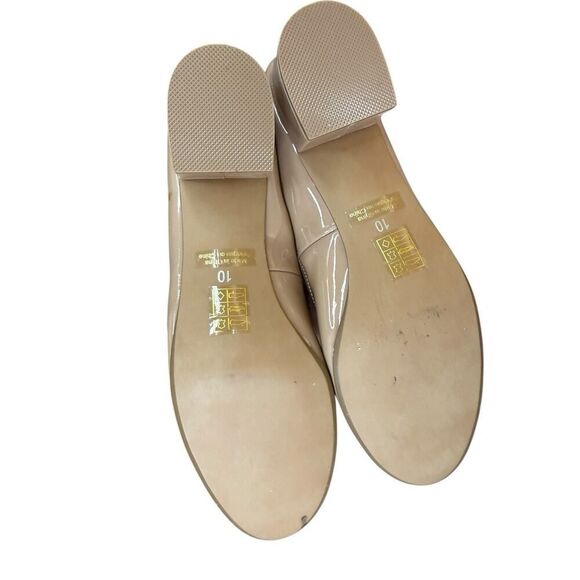 Jeffrey Campbell Nude Patent Leather Round Toe Block Heels Size 10 Wide Fit - Picture 7 of 11